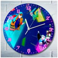 Настенные декоративные часы УФ с ярким рисунком, диаметр 28см игры Just Dance 2022 (джаст дэнс) 5174