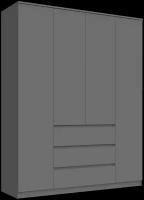 Шкаф Миф Челси 4-х дверный графит четырехдверный с шариковыми направляющими 160.2х51.4х202.2 см