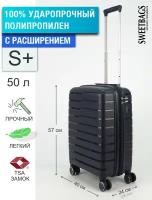 Чемодан, 50 л, размер S+, синий