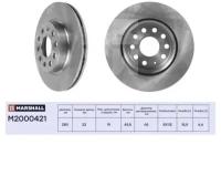 Тормозной диск Skoda Octavia (1Z) 04-, VW Golf V (1K), VI (5K) 03-, VW Jetta III (1K2), IV (162,163, AV) 05- передн. (M2000421) MARSHALL M2000421