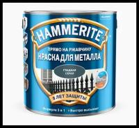 Краска Hammerite Smooth серая RAL 7042 глянцевая гладкая по металлу и ржавчине, 2,2 л