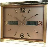Часы настенные большие с календарем температурой и влажностью Gastar T 565 C размер 45х40 см