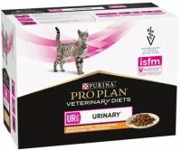 Влажный корм Pro Plan Veterinary Diets UR для кошек при болезнях нижних отделов мочевыводящих путей c курицей, 10 шт
