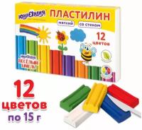 Пластилин восковой для детей детский мягкий Юнландия Веселый Шмель, 12 цветов, 180 г, Со Стеком, 106672