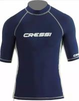 Футболка из лайкры мужская с коротким рукавом для водного спорта CRESSI RASH GUARD темно-синий (Размер XL)