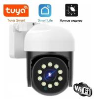 Умная Wi-Fi уличная IP камера Tuya Smart HD 1080p, поворотная PTZ, карта до 128гб, датчик движения, ночной режим