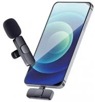 Микрофон петличный беспроводной Microphone K9, iPhone петличка беспроводной, черный