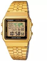 CASIO A-500WGA-1D мужские электронные наручные часы с секундомером, двойным временем, будильником и календарем