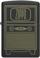 Оригинальная бензиновая зажигалка ZIPPO Classic 48619 Vintage TV Design с покрытием Black Matte - Винтажный телевизор ZIPPO