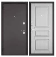 Дверь входная для квартиры Torex Home Optima 860х2050, левый, тепло-шумоизоляция, антикоррозийная защита, замки 2-го и 3-го класса, коричневый/серый