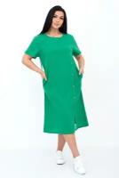 Жен. платье повседневное Виктория Зеленый 54 Полулен Lika Dress Однотонный