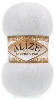 Пряжа Alize Angora Gold 20% шерсть 80 % акрил 550 м 100 гр. 55 белый цена за 5 мотков