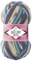 Пряжа Alize Superwash comfort socks белый-джинс-терракот-мята (7653), 75%шерсть/25%полиамид, 420м, 100г, 1шт