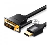 Кабель DVI на HDMI двунаправленный длина 3 м. Vention, Переходник для передачи видео и аудио сигнала черного цвета, арт. ABFBI