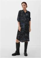Платье-рубашка s.Oliver, вискоза, повседневное, прямой силуэт, миди, размер 42 (XL), черный, синий