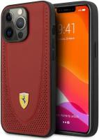 Кожаный чехол Ferrari для iPhone 13 Pro Max Genuine leather Curved with metal logo Hard Red (FEHCP13XRGOR)