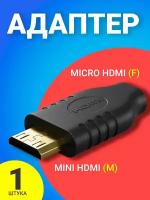 Адаптер-переходник GSMIN HP21 Mini HDMI (M) - Micro HDMI (F) (Черный)