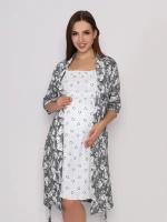 Комплект женский для беремнных и кормящих мам Барни, сорочка+халат кулирка белый (58RU)