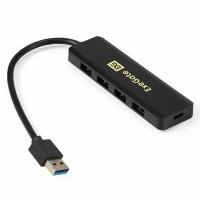 USB-Хаб (концентратор) 4-в-1 ExeGate DUB-4P/1 (кабель-адаптер USB3.0 --> 4xUSB3.0, Plug&Play, черный) EX293980RUS