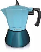 Гейзерная кофеварка Vensal VS3202GN 6 чашек. Материал алюминий, подходит индукции. Цвет зеленый