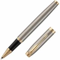 Parker Ручка роллер Parker IM Core Brushed Metal GT T321, серебряный корпус из латуни, матовый лак, чёрные чернила