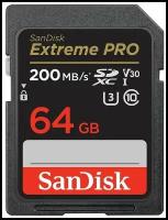 Карта памяти SanDisk Extreme PRO SDXC 64 ГБ Class 10 UHS-I U3 V30 (R/W 200/90 Mb/s)