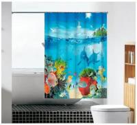 Шторка для ванной комнаты 180x180 из водонепроницаемой ткани Морская братия MZ-110 Melodia Della Vita