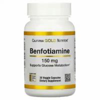 Benfotiamine Бенфотиамин (Витамин В 1) 150мг и L-лейцин California Gold Nutrition, 30 капсул / Для энергии, сердца, уровня сахара