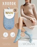 Носки женские Minimi COTONE 1203, набор 3 пары, меланжевые, всесезонные, из хлопка, цвет Blu Сhiaro, размер 35-38