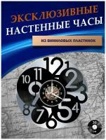 Часы настенные из Виниловых пластинок - Цифры (серебристая подложка)