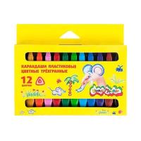 Каляка-Маляка Восковые карандаши трехгранные 12 цветов (КПКМ12) разноцветный