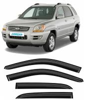 Дефлекторы окон, ветровики, Voron Glass серия Corsar для Kia Sportage II 2004-2010, кроссовер, накладные, к-т 4шт