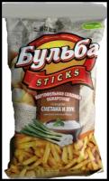 Соломка из цельного картофеля обжаренная бульба STICKS со вкусом сметаны и лука 75гр