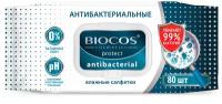 BioCos Влажные салфетки Антибактериальные 80шт с клапаном