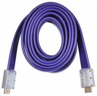 Кабель Buro HDMI (m)-HDMI (m), 3 м, фиолетовый (HDMI19M-19M FLAT3)