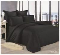 2 спальное постельное белье однотонное из сатина черное