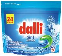 Dalli Капсулы для стирки белья универсальные 3 в 1 ополаскиватель жидкий кондиционер стиральной машины,24 шт