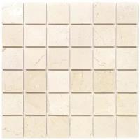 Мозаика из натурального мрамора Natural Mosaic 7M025-48P-(Crema-Marfil) бежевый светлый квадрат глянцевый