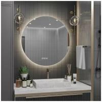 Зеркало круглое Муза D55 для ванной с нейтральной LED-подсветкой и часами