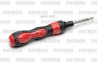 PATRON Отвертка PH2 / SL6 трещоточная, реверсивная, переставная, T-образная силовая рукоятка, 215-300 мм