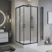 Душевой уголок BelBagno Uno 90х90 UNO-195-A-2-90-C-NERO стекло прозрачное, профиль черный, без поддона