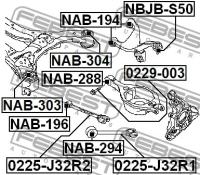 Сайленблок задней балки, NAB303 FEBEST NAB-303