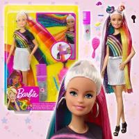 Кукла Barbie с радужной мерцающей прической