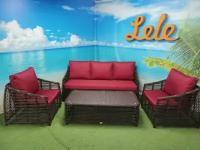 LELE Комплект плетеной мебели из искусственного ротанга Гана для отдыха с 3 х-местным диваном