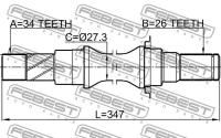 Полуось правая 34x347x26, 1012V200MTRH FEBEST 1012-V200MTRH