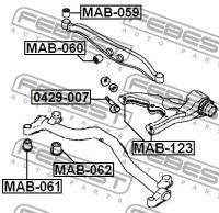Сайленблок заднего поперечного рычага (MITSUBISHI CHARIOT / SPACE WAGON GRANDIS N84W / N94W 1), MAB062 FEBEST MAB-062
