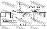 Полуось правая 24X372X28, 2212SPAAT FEBEST 2212-SPAAT