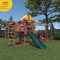 Детская игровая площадка CustWood Junior Color JC12 комплекс домик, качели, горка, шведская стенка, турник, канат, скалодром, песочница