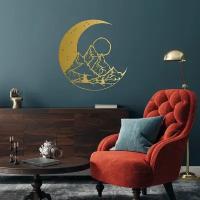 Чертеж, декоративное панно, Луна в горах (матовое золото), DXF для ЧПУ станка