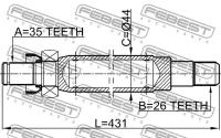 Полуось правая 35X431X26, 2112GEMT FEBEST 2112-GEMT